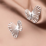 Trustdavis 925 Silver Insect Geometric Hollow Butterfly Stud Earrings