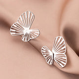 Trustdavis 925 Silver Insect Geometric Hollow Butterfly Stud Earrings