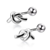 Trustdavis 925 Sterling Silver Knot Screw Stud Earrings For Women
