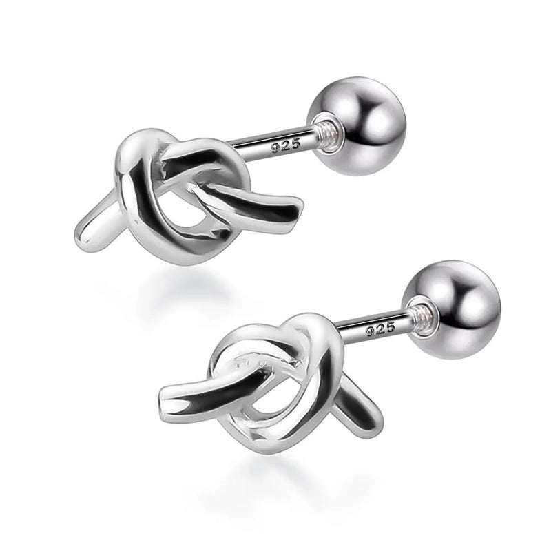 Trustdavis 925 Sterling Silver Knot Screw Stud Earrings For Women