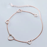Trustdavis 925 Silver Romantic Heart Anklets Fine Jewelry