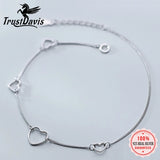 Trustdavis 925 Silver Romantic Heart Anklets Fine Jewelry