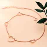 Trustdavis 925 Silver Romantic Heart Anklets Fine Jewelry