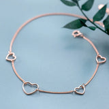 Trustdavis 925 Silver Romantic Heart Anklets Fine Jewelry