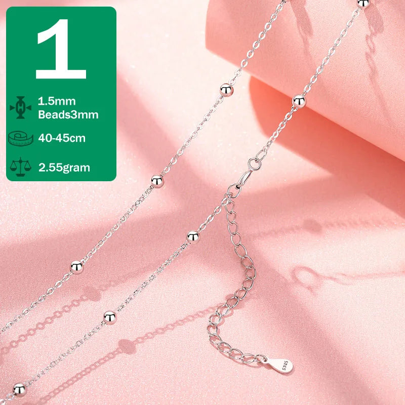 Trustdavis 925 Silver Box Cross Chain Necklace Women Wedding Pendant