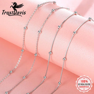 Trustdavis 925 Silver Box Cross Chain Necklace Women Wedding Pendant