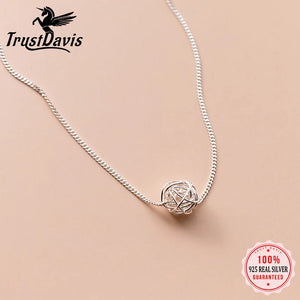Trustdavis 925 Silver Twist Ball Necklace For Women