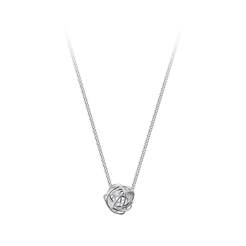 Trustdavis 925 Silver Twist Ball Necklace For Women