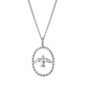 Trustdavis 925 Silver Hollow Round Birds Necklace Wedding Party Jewelry