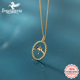 Trustdavis 925 Silver Hollow Round Birds Necklace Wedding Party Jewelry
