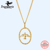 Trustdavis 925 Silver Hollow Round Birds Necklace Wedding Party Jewelry