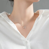 Trustdavis 925 Silver Heart CZ Pendant Necklace for Women