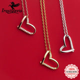 Trustdavis 925 Silver Heart CZ Pendant Necklace for Women