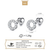 Trustdavis Silver Round CZ Stud Earrings For Women Girls
