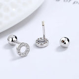 Trustdavis Silver Round CZ Stud Earrings For Women Girls