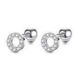 Trustdavis Silver Round CZ Stud Earrings For Women Girls