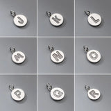 925 Silver Round 26 Letter CZ Pendant for Women Wedding