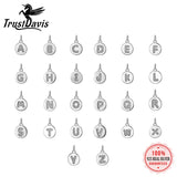 925 Silver Round 26 Letter CZ Pendant for Women Wedding
