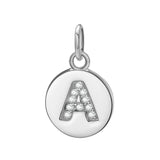 925 Silver Round 26 Letter CZ Pendant for Women Wedding