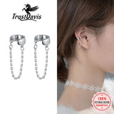 Trustdavis Real 925 Sterling Silver Smooth Surface Clip Earrings for Women