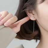 Trustdavis 925 Silver Stud Earring Heart Linked Stick For Women DA1684
