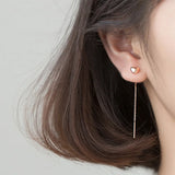 Trustdavis 925 Silver Stud Earring Heart Linked Stick For Women DA1684