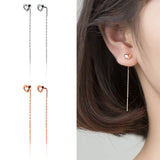 Trustdavis 925 Silver Stud Earring Heart Linked Stick For Women DA1684