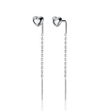 Trustdavis 925 Silver Stud Earring Heart Linked Stick For Women DA1684