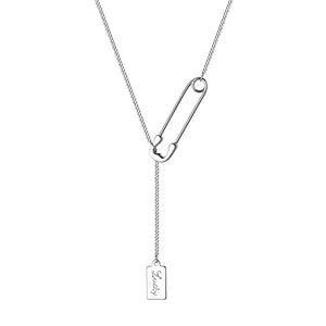 925 Silver Sweet Charm Paper Clip Square Necklace