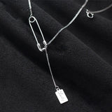 925 Silver Sweet Charm Paper Clip Square Necklace