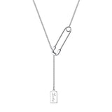 925 Silver Sweet Charm Paper Clip Square Necklace