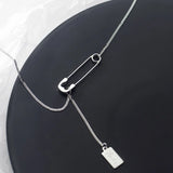 925 Silver Sweet Charm Paper Clip Square Necklace
