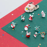 Trustdavis 925 Silver Sweet Candy Santa Snowman Stud Earrings