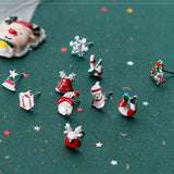 Trustdavis 925 Silver Sweet Candy Santa Snowman Stud Earrings