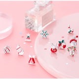 Trustdavis 925 Silver Sweet Candy Santa Snowman Stud Earrings