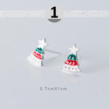 Trustdavis 925 Silver Sweet Candy Santa Snowman Stud Earrings