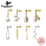 Trustdavis 925 Silver Sweet Charm Mini Pearl Stud Earrings