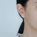 Trustdavis 925 Silver Sweet Cross CZ Stud Earrings