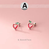 Trustdavis 925 Silver Sweet Fruit Screw Stud Earrings
