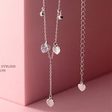 Trustdavis 925 Silver Heart Beads Tassel CZ Choker Necklace DA1767