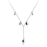 Trustdavis 925 Silver Heart Beads Tassel CZ Choker Necklace DA1767
