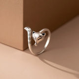 Trustdavis Real 925 Sterling Silver Sweet Fox Opening Ring for Women