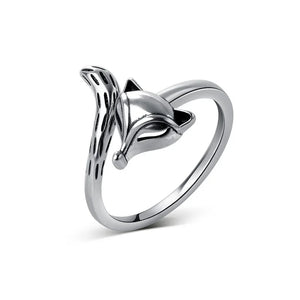 Trustdavis Real 925 Sterling Silver Sweet Fox Opening Ring for Women
