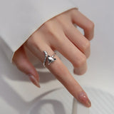 Trustdavis Real 925 Sterling Silver Sweet Fox Opening Ring for Women