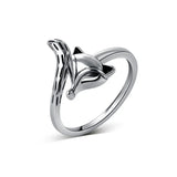 Trustdavis Real 925 Sterling Silver Sweet Fox Opening Ring for Women