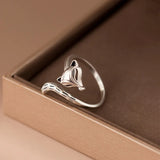 Trustdavis Real 925 Sterling Silver Sweet Fox Opening Ring for Women