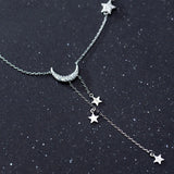 Trustdavis 925 Silver Star Moon Pendant Choker Necklace