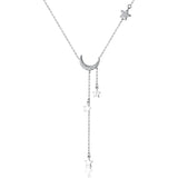 Trustdavis 925 Silver Star Moon Pendant Choker Necklace