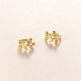 Trustdavis 925 Silver Leaves CZ Ear Cuff Clip Earrings Wedding Party DB1223
