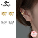 Trustdavis 925 Silver Leaves CZ Ear Cuff Clip Earrings Wedding Party DB1223